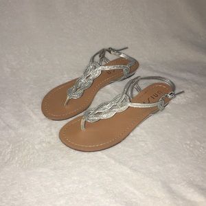 Unisa Lola low wedge sandals- silver